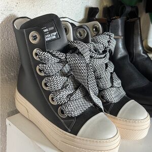 Black and White High-Top Sneakers